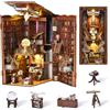 MiniCity Book Nook Kit, kit fai da te in miniatura per casa delle bambole in legno 3D, puzzle Bookshelf Insert Decor con luce LED e protezione antipolvere per ragazzi e adulti (Beyond Library)