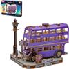 PUREMIND Harry Potter Nottetempo Puzzle 3D in legno, bus con tetto girevole | Licenza ufficiale, regalo Harry Potter, bus a tre piani, tetto girevole, scena Privet Drive, modellino da collezione, mensola