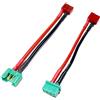 VUNIVERSUM Mr.Stecker Modellbau® - Set di 2 adattatori di alta qualità MPX 6P 6 pin maschio femmina a T Dean femmina, spina dorata a prova di polarità, cavo adattatore 10 cm, 14 AWG, cavo adattatore
