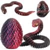 Joycabin Giocattolo di serpente stampato 3D, Pasqua 3D, uovo di serpente stampato 3D, uova di serpente, uova di serpente, animali stampati 3D, per bambini, regali di scrivania (Nero e rosso)