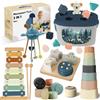Anook Giochi Montessori 6 Mesi a 1 Anno, Giochi Sensoriali Neonato 6-9-12 Mesi | Giochi Bambini 6 Mesi con Tirare la Corda,Gioco di Forme e Impilamento,Xilofono,Bicchieri Impilabili,Regalo Neonato 6-12 Mesi