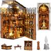 MiniCity Book Nook Kit per adulti fai da te Miniature House con luce per fermalibri Biblioteca Libreria 3D Puzzle Fermalibri in legno per adulti Booknook (Public Library)