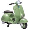 AIYAPLAY Moto Elettrica per Bambini 3+ Anni Licenza VESPA 6V Verde | Batteria al Litio, Motorino Elettrico per Bambini, Rotelle Rimovibili, Musica, USB, Faro LED, 3-5 km/h, Mini Moto, Max 30kg