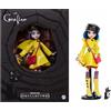 Monster High Skullector Bambola Coraline | Articolo da collezione con impermeabile giallo, vestito e accessori come bambola di pezza, gattino e supporto, JHK65