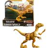 Mattel Jurassic World Strike Attack Dinosauro giocattolo con azione a colpo singolo e articolazioni mobili, action figure Velociraptor include gioco digitale