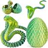 Joycabin Giocattolo di serpente stampato 3D, Pasqua 3D, uovo di serpente stampato 3D, uova di serpente, uova di serpente, animali stampati 3D, per bambini, regali di scrivania (Cobra - Verde)