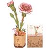 rowood Puzzle 3D Fai da te Fiore in Legno Kit Modellino di Fiori Artificiali Da Montare Per Adulti (Pink Carnation)