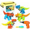 Creativity Point Dinosauro Giocattolo per bambini 3+ anni, con scatola di immagazzinaggio Trapano elettrico fai da te costruzione puzzle giocattolo regalo per ragazzi e ragazze