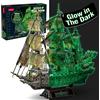CubicFun Puzzle 3D Luminoso Olandese Volante, Modello Nave Pirata | Kit Costruzione Nave Fantasma con Effetto Glow, Puzzle Modellismo Adulti, Regalo Uomo Donna Collezione