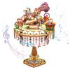 Tonecheer Scatola Musicale Puzzle 3D Legno, Kit di Modellismo DIY per Adulti, Carillon Rotante, Puzzle in Legno per Decorazione Domestica, Regalo di Compleanno o Natale (Il Tea Party di Alice)