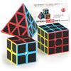 Vdealen Cubo Magico 2x2 3x3 Piramide Magic Cube, Lisci Speed Cube per Principianti e Utenti Avanzati Cubo di Velocità, Regalo per Bambini Adolescenti Adulti(Adesivi in Fibra di Carbonio)