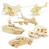 Georgie Porgy Puzzle in legno 3D per bambini Dinosauro Aeroplano Legno Giocattoli da costruzione Confezione da 6 (Aerei Auto Scialuppa di salvataggio)