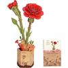 ROWOOD Puzzle 3D Fai da te Fiore in Legno Kit Modellino di Fiori Artificiali Da Montare Per Adulti (Red Carnation)