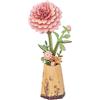 ROBOTIME Puzzle 3D in legno con dalia rosa con vaso, set fai da te per adulti, 73 pezzi, fiore artificiale, decorazione fatta a mano, idea regalo per San Valentino e festa della mamma