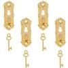 Nlinlin Set di 4 pomelli in miniatura in oro 1/12 con serratura e chiave per casa delle bambole, decorazione per casa delle bambole, accessori per casa delle bambole
