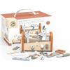 Speedy Monkey SP3017 - Banco da lavoro, 2 in 1, cassetta degli attrezzi, 25 x 13,5 x 15 cm, multicolore, giocattolo in legno per bambini, con cura, ottima idea regalo
