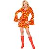 W WIDMANN MILANO Party Fashion - Abito da donna anni '70 | Stile Groovy con motivo a cerchi e maniche a tromba, costume per Carnevale, festival e feste a tema