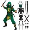ReliBeauty Costume da ninja verde per bambini con accessori Ninja Deluxe