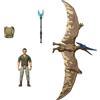 Mattel Jurassic World Rebirth Human & Dinosaur Figure Pack, Dr Henry Loomis & Pteranodon, film accurato in scala da 9,5 cm, snodabile da collezione