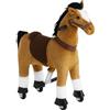 tectake® Cavallo a Dondolo con Ruote Scorrevoli, Cavallo a Dondolo per Bambini Realistico, Cavalluccio a Dondolo con Telaio in Acciaio, Cavallo Peluche Antiscivolo - 34x89x100 cm