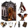 Chinoket Book Nook Kit per adulti-Labirinto del Tesoro dei Draghi,Puzzle in miniatura 3D fai da te in legno con luci LED,fermalibri in miniatura, decorazione per libreria,Idea Regalo Creativa
