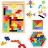 MonteSpi Puzzle in Legno 3 in 1, Tangram Montessori per Bambini | Tre giochi in uno: tangram, puzzle esagonale e puzzle a blocchi, sviluppa logica, creatività e concentrazione