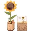 ROBOTIME Puzzle in legno 3D, kit di modelli di fiori artificiali per adulti, decorazione creativa per la casa, accessori per soggiorno, regali per donne a San Valentino (Girasole)