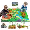 GIUHAT Dinosauri per Bambini 3-6 Anni, Figure Dino & Tappeto da Gioco | SET DINOSAURI COMPLETO - Regali per Bambini con Grande Tappeto da Gioco, 30 Accessori, Dinosauro Giocattoli Giochi, T-Rex