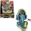 Mattel Jurassic World La Rinascita Set Tirannosauro Rex | Micro Adventure T-Rex Head si apre a 180 gradi, 4 funzioni interattive, include 3 micro figure