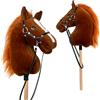 Pink Papaya Cavallo a Dondolo, con Cavezza e briglie, Cavallo a Bastone per l'hobby Horsing, Cavallo da Cavalcare per Bambini.