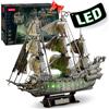 CubicFun Puzzle 3D Nave Pirata Olandese Volante, Modello LED 360 Pezzi | Kit Costruzione Nave Fantasma, Modellismo Adulti, Puzzle Decorativo con Luci LED, Regalo Collezione