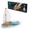 UGEARS Ocean Beauty Yacht Puzzle 3D - Puzzle 3D in legno per adulti Kit modello di barca a vela - Set di costruzione con vele bianche e supporto - Kit di modelli in legno - 95 pezzi