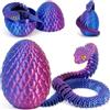 Joycabin Giocattolo di serpente stampato 3D, Pasqua 3D, uovo di serpente stampato 3D, uova di serpente, uova di serpente, animali stampati 3D, per bambini, regali di scrivania (Blu e Viola)
