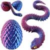 Joycabin Serpente Giocattolo 3D Stampato, Uovo di Drago 3D Stampato Pasqua, Uova di Serpente, Animali 3D Stampati Giocattolo per Bambini Regali, Decorazione da Scrivania e Casa (45cm/Blu-Viola)