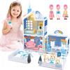 deAO Casa delle Bambole per Bambine, con Luci ed Effetti di Fumo | Casa dei sogni con 3 stanze, Mobili e Accessori, Cortile Esterno, Gioco di Ruolo per Bambini 3+ Anni, Regalo Bambina