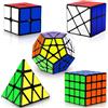 Coolzon Set di 5 Cubi Magici, Set di 5 Cubi Magici di Velocità 2x2 4x4 Fenghuolun Pyraminx Pyramid Megaminx Fenghuolun Puzzle Cube Giocattolo Regalo per Bambini Adulti