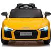 RBFGYIOP Macchina Elettrica per Bambini 12V, Audi R8 Spyder Licenza Ufficiale, Edizione Polizia con Telecomando Parentale 2.4G, Luci LED, Sirena, Musica MP3, Soft Start, Regalo Per Bambine 3-8 Anni, Giallo