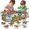 Oriate Dinosauro Catch n Run Fighting Playset, include Big Trex & Carnotaurus 12 miniature Dino, 2 alberi, 2 blaster e altro, giocattolo regalo per i fan dei dinosauri 208-2