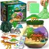 DIY-LAOESE Kit Terrario Dinosauro con Luce, Giocattoli Educativi Bambino 4-12 Anni | Terrario luminoso con dinosauri da montare, si accende come lucina da cameretta, idea regalo di compleanno e Natale