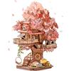 ROBOTIME Puzzle 3D in Legno Sakura Tree House, Modellino da Costruire per Adulti, Decorazione per la Casa, Idea Regalo per Adulti e Adolescenti