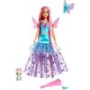 Barbie Barbie - Malibu Roberts Un Tocco di Magia, bambola con capelli fantasia lunghi 18 cm, abito con le ali e due cuccioli da favola, giocattolo per bambini, 3+ anni, HLC32