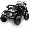 HAUSPROFI Macchina Elettrica per Bambini, 12V Macchina per Bambini, Jeep Elettrica per Bambini con Telecomando 2.4G, LED, Bluetooth, Musica, 5 km/h Max, Auto Elettrica per Bambini per 3 anni+, Nero