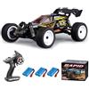 Teeggi Auto telecomandata per adulti, 50 km/h RC Drift auto da corsa, 1/16 Offroad telecomandata auto da corsa, 4WD All Terrain Race Buggy, 3 batterie (Giallo)