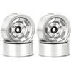KINGCOO 4 ruote in lega di alluminio da 1,55 pollici, cerchioni esagonali da 12 mm, ricambio per pneumatici da 1/10 1/12 1/18 RC crawler auto da 1,55 pollici (5 raggi, argento)