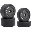 KINGCOO Set di 4 pneumatici in gomma liscia e cerchioni, 7 mm, esagonale, per 1/24 Losi Micro-B RC Auto Upgrades (nero)