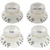 Musiclily Pro Metrica Manopole Reflector 2 Volume 2 Tono Set Bianco Argento | Plastica, 18 Denti Grosso, 2T2V,per Import Chitarra Elettrica Tipo LP SG