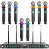 Phenyx Pro Sistema Microfono Wireless UHF PTU-4000-8H | 8 microfoni palmari in metallo, Capsule dinamiche, Portata 80 m, Karaoke, Cerimonie religiose, Canto, Set DJ