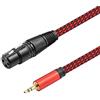 LoongGate 3,5 millimetri (1/8 pollici) TRS Stereo Maschio a XLR Femmina Intrecciata Microfono in Nylon cavo per Smartphone, Computer, Videocamera (2m, Rosso)