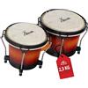 XDrum Bongos Club Vintage Sunburst, 2 tamburi (macho e hembra) | Dimensioni bongo: 6 e 7, Pelli naturali, Legno: betulla, Hardware cromato, Misure (A x L x P): 16, 5 x 40 x 20, 5 cm, 2 kg