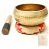 Fay Bless Set di campane tibetane - facile da suonare per principianti - Autentico suono olistico realizzato a mano per meditazione consapevole (oro, 13 cm)